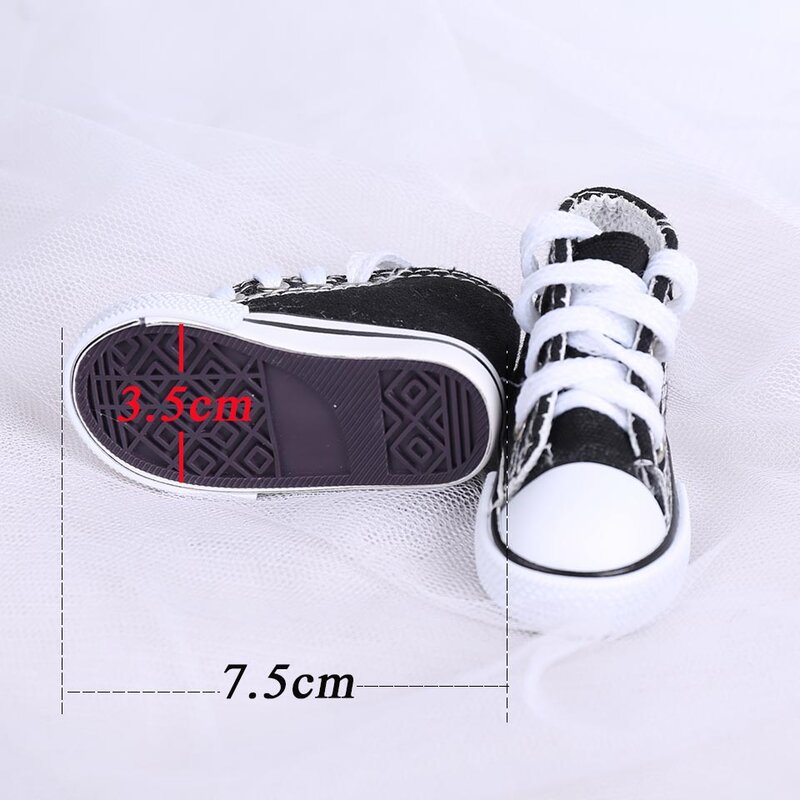 Sapatos de lona para boneca bjd, sapatos de mini brinquedo com 10 cores sortidas de 7.5cm e 5cm, acessórios de bonecas bjd