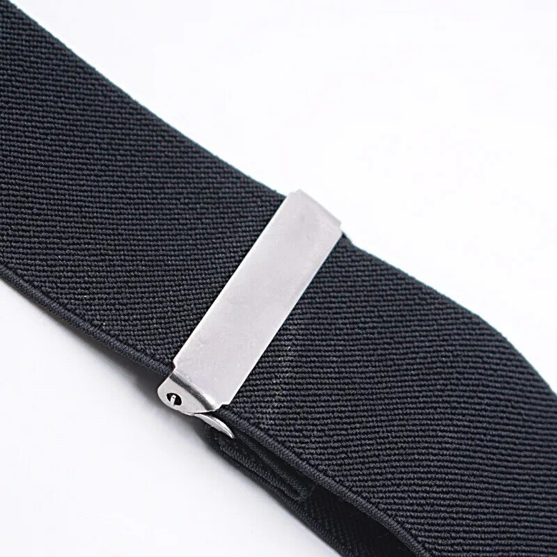 New Man's Suspenders Braces Black Leather Suspenders Strong 4Clasps Casual Suspensorios Trousers Strap Gift For Dad 5*120cm