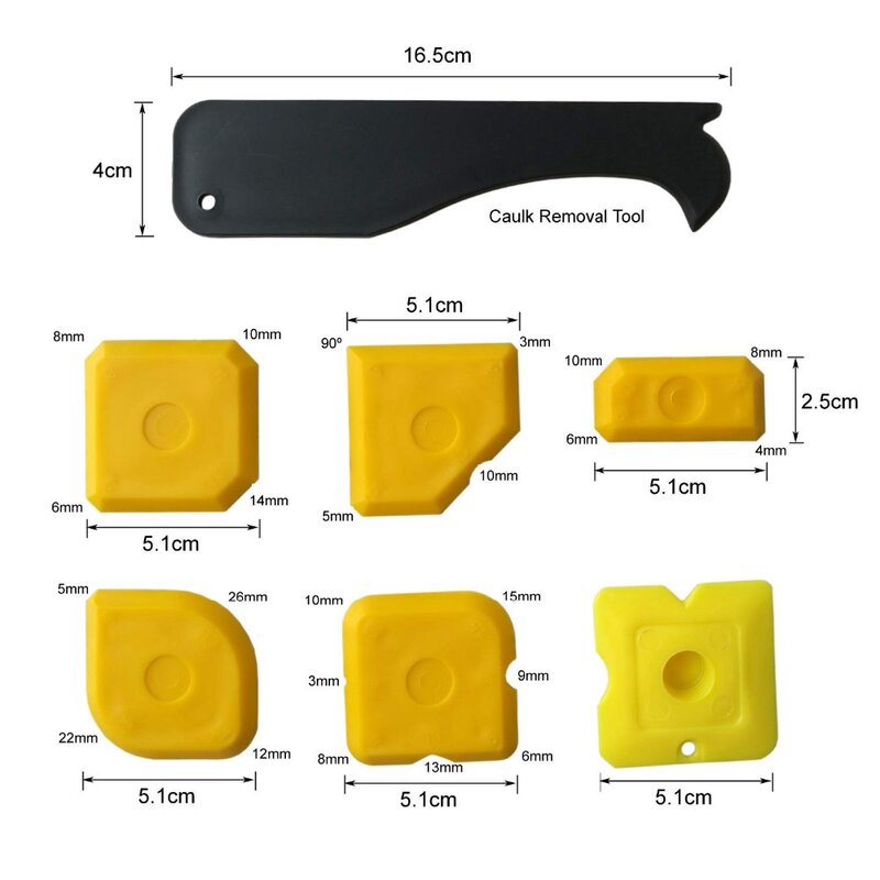 Herramientas de acabado de sellador de silicona, aplicador anterior de calafateo más suave para baño, 7 piezas