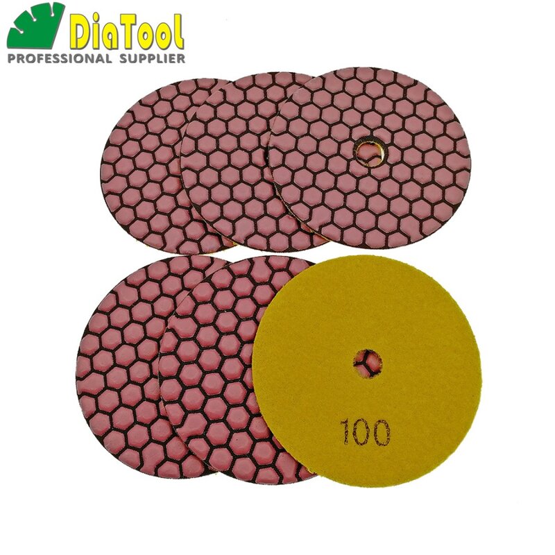 6pcs 100mm #100-1 B dry polishing pads For granite marble ceramic  diameter 4inch Resin bond diamond flexible polishing pads