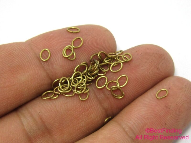 Anéis oval de bronze para pular 4x3x0.5mm, descobertas de anéis de latão bruto, 10g (550 peças), r299