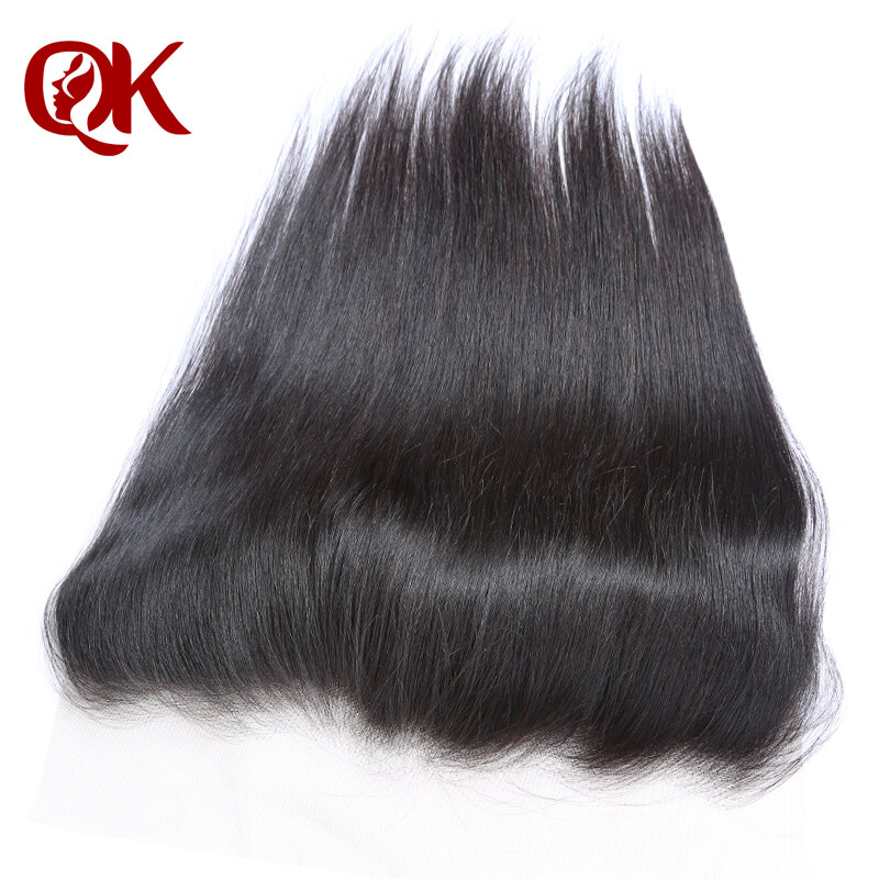 QueenKing Hair Brazilian Remy Hair Silky Straight 13X4 Lace Frontal Closure  Pre Plucked Hair Line Natural Color Human Hair