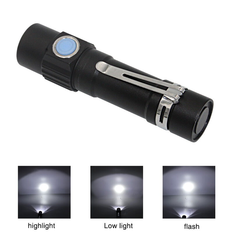 USB Di Động Sạc Đèn Pin Mini Đèn Pin T6 LED 3 Chế Độ Tiện Dụng Đèn Lanterna Đèn Pin 18650 Pin Dành Cho Cắm Trại Ngoài Trời