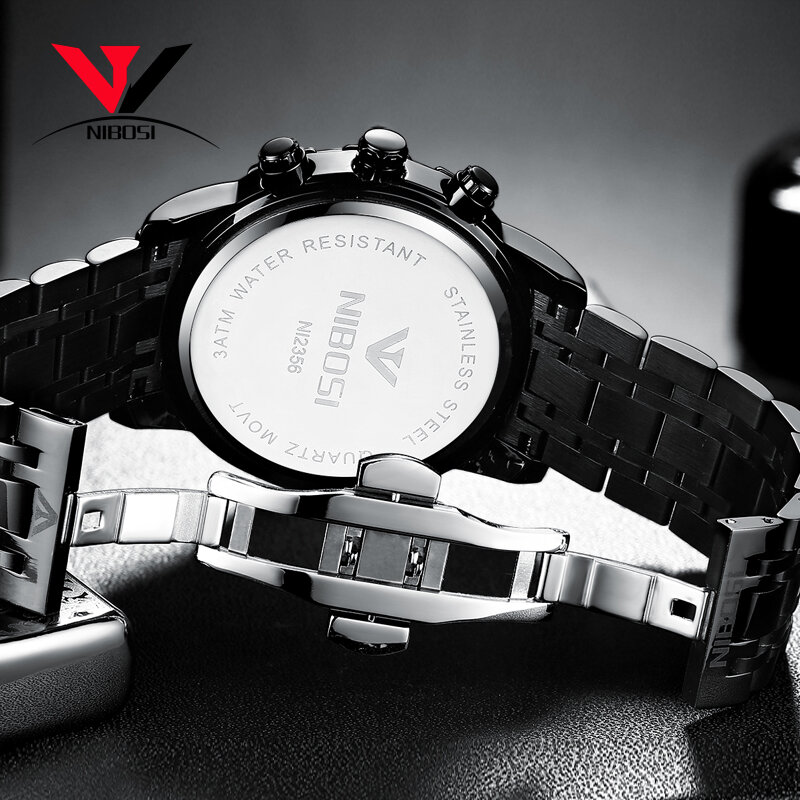 Relogios NIBOSI Luxury Brand/Sport/Military Watch Men Waterproof/Watches 2018 Chronograph Wrist Watches Stainless Steel Sport