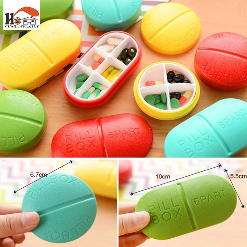 CUSHAWFAMILY Portable 6/4 Slots seal folding Pill Cases Jewelry candy Storage Box Vitamin Medicine Pill Box Case Container