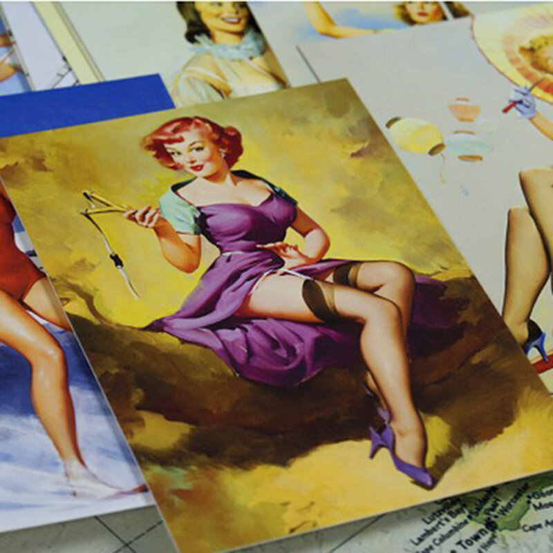 Cartões postais vintage retrô para meninas, artista bonito, americana e europeia, cartaz vintage, beleza sexy, ilustrador, papelaria, 30 pcs por pacote