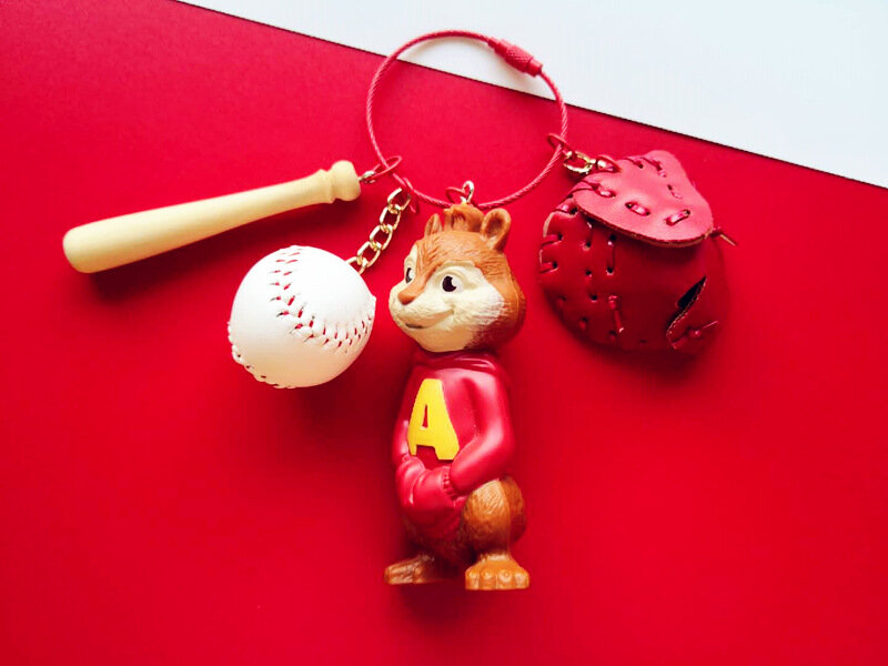 Cute Cartoon Alvin And The Chipmunks Figure Doll Keychain Pendant for Women Girl Bag Backpack Wallet Charms Decoration Keyrings