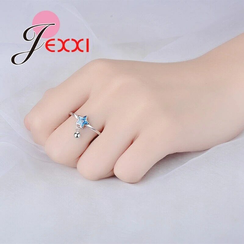 Handgemaakte Top Kwaliteit Charm Kralen Mooie Blauwe Ster Open Ring Voor Vrouwen Mode Bruiloft Sieraden Ontwerp 925 Sterling Zilver