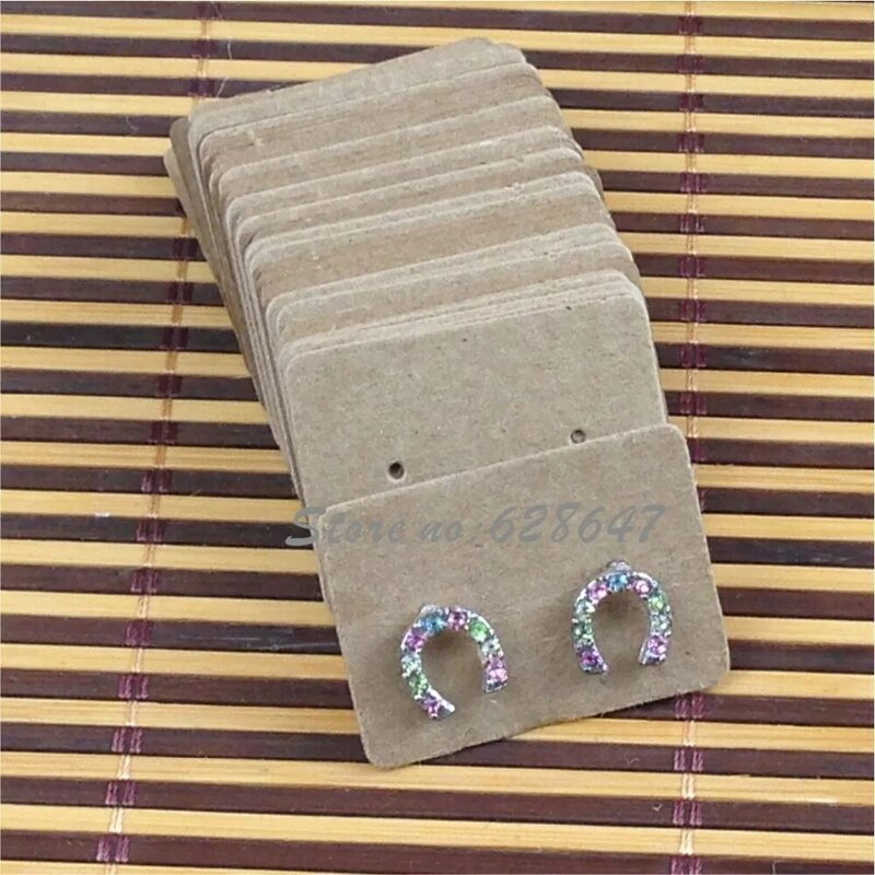 3.5*2.5cm 200 pçs/lote papel kraft orelha studs pendurar tag jóias cartão de exibição brinco papel kraft tag orelha anel papel pendurar preço tags