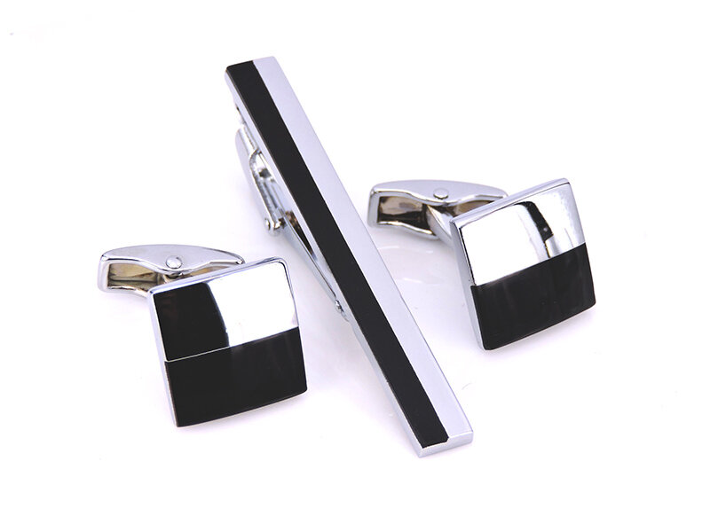 Женская манжета, высококачественные черно-белые Квадратные запонки, набор зажимов для галстука, бесплатная доставка