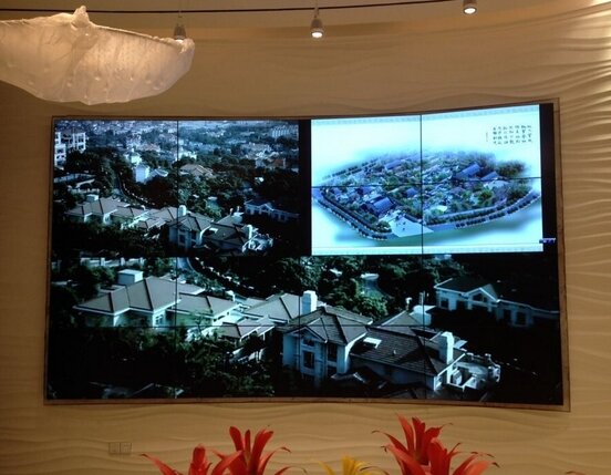 โฮมเธียเตอร์46''55'' แผง3.5Mm Bezel Spliced Big Multi Media ดิจิตอลจอแสดงผลเครื่องเล่น HD Led Lcd Video Wall