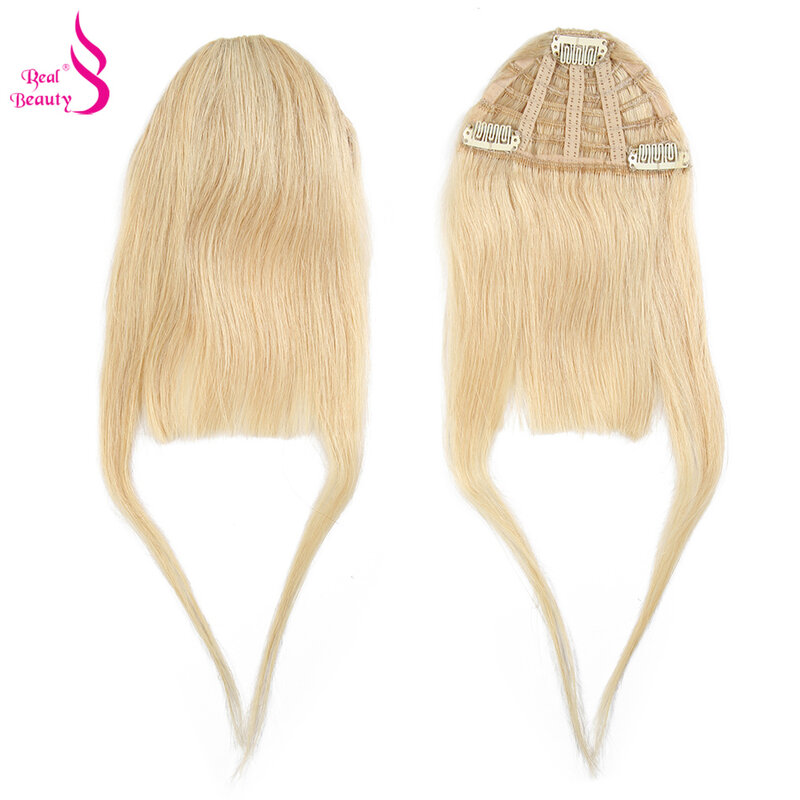 Real Beauty-extensiones de flequillo de cabello humano francés, extensiones con patillas, Color Natural, 100%