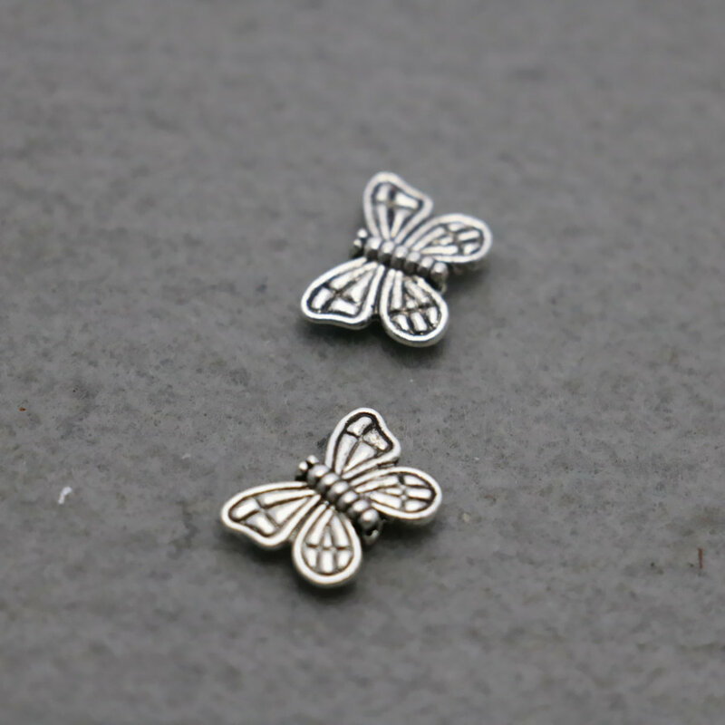 Accesorios de mariposa de Boutique, accesorios de piezas de Metal para bricolaje, 10x14mm, accesorios de componentes de diseño de joyería, placa de plata, 5 piezas