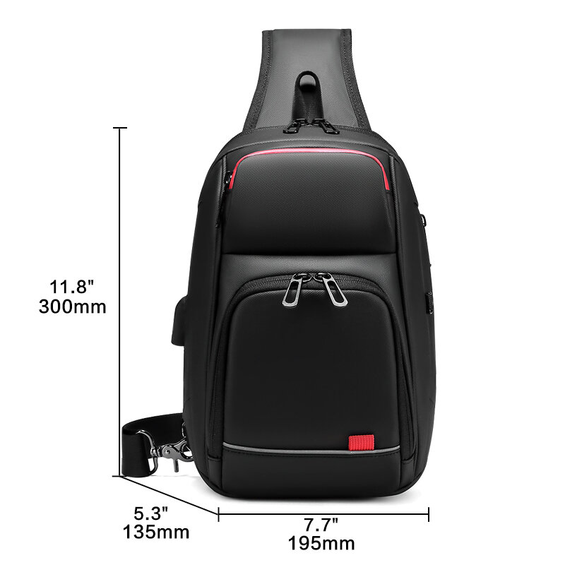EURCOOL – sac à bandoulière pour hommes, iPad 9.7 pouces, court voyage, hydrofuge chargeur USB, sacoche poitrine, sac masculin