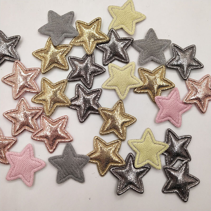 100pcs 2.5cm Shiny Paillette Star Padded Patches Appliques For Clothes Sewing Supplies DIY Hair Bow Decoration