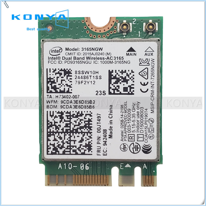 Intel 3165 AC + BT4.0 PCIE M.2 WiFi レノボ Thinkpad E460 E560 B71 ヨガ 310-11IAP シリーズ 00JT497