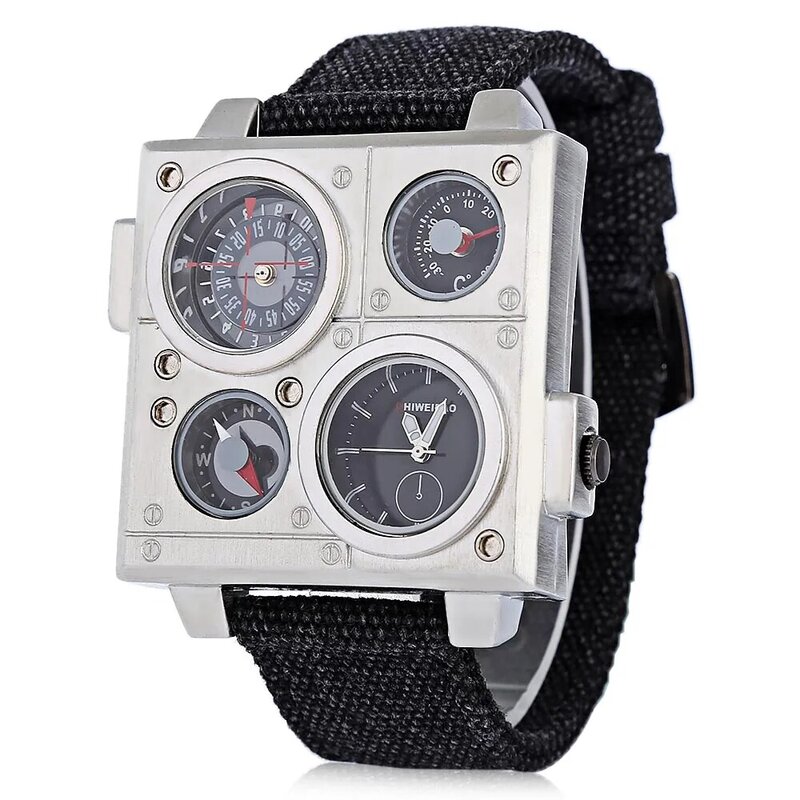 Cool Quartz Watch Men Wrist Watch Fabric Bracelet Casual Wristwatches Dual Time Zones Military Relogio Masculino Sports Clock