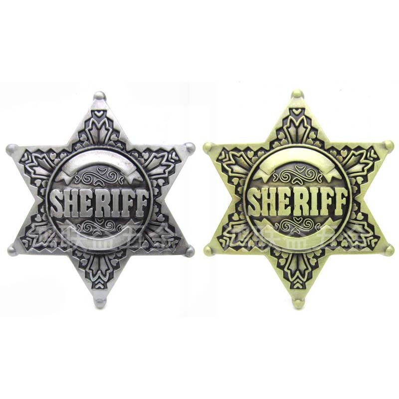 Hebilla de cinturón hexagonal Vintage para hombres, estrella del Sheriff, hebillas occidentales reemplazables, vaquero, vaquera, 40mm