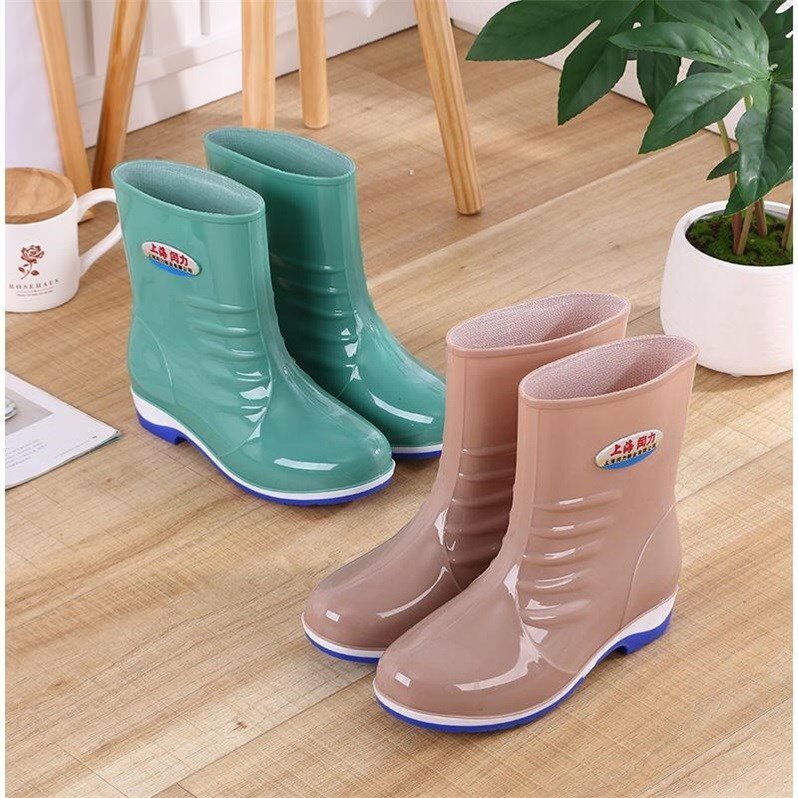 النمط الياباني المرأة أحذية المطر الصيف مطاط مقاوم للماء الإناث تمطر الأحذية الأحذية عدم الانزلاق الأحذية