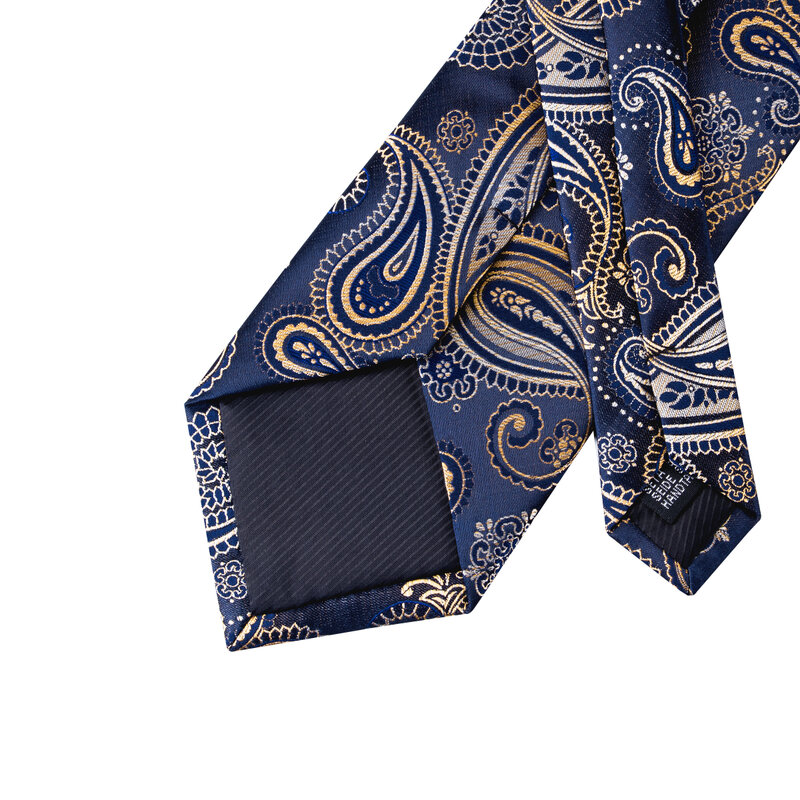 Oi-Tie Gravatas De Seda para Homens Grife de Luxo Moda Azul Paisley Tecido Jacquard de Seda Empate sem Gravata Abotoaduras CZ-001