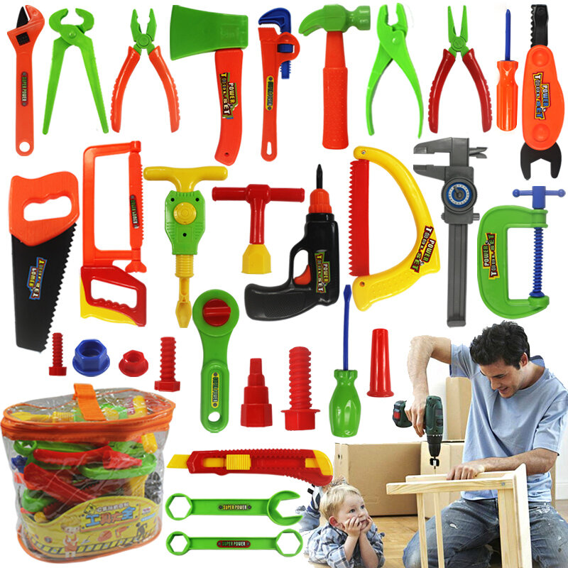 Herramientas de reparación de jardín para niños, juego de simulación, herramientas de mantenimiento de ingeniería, juguetes de plástico ambiental, regalos de cumpleaños