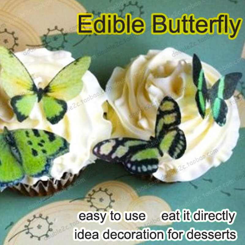 34 шт./лот съедобные бабочки для украшения пасхального торта 3D идея украшения инструменты, подставка для пирожных день рождения партии кухни