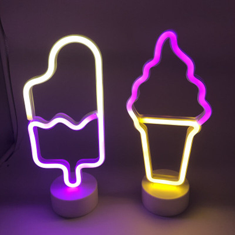 Светодиодный неоновый светильник для мороженого, ночник, неоновый, желтый, для украшения дома, спальни