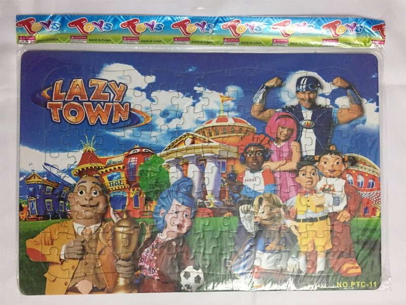 2019 iwish 42x28cm lazytown 2d playying quebra-cabeças de futebol cidade preguiçosa quebra-cabeça natal crianças brinquedos para crianças brinquedo do jogo do bebê