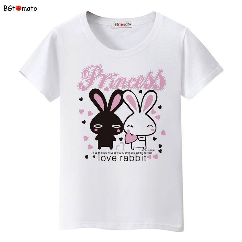 Женская футболка с изображением милого кролика, футболка принцессы, дешевая распродажа, брендовая новая футболка, женские кавайные топы, футболки с коротким рукавом, Повседневная футболка