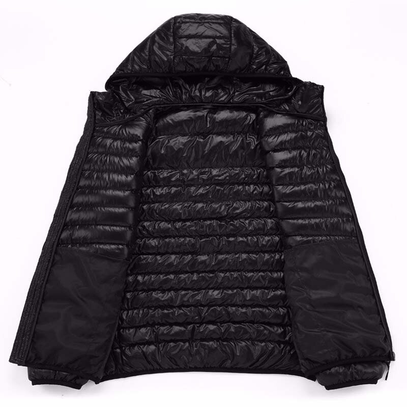 2020 남성 후드 초경량 화이트 덕 다운 재킷, 따뜻한 재킷 라인 휴대용 패키지 남성 팩 재킷