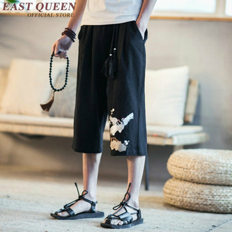 2018 الصيف الكتان السراويل الرجال أوف وايت الكتان السراويل رجل مرونة الخصر واسعة الساق السراويل الصينية الذكور الملابس M-5XL NN0720 HQ