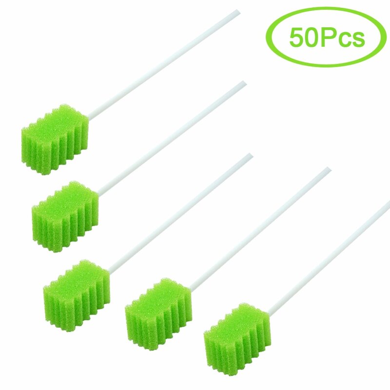 150pcs Disposable Oral Care Sponge Swab Tooth Cleaning Mouth Swab Individually packed Untreated Green
