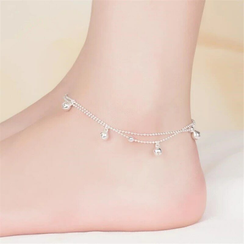 KOFSAC – Bracelets de cheville en argent Sterling 925 pour femmes, jolie chaîne en perles, cloches, bijoux de pied, cadeaux pour filles, nouvelle mode