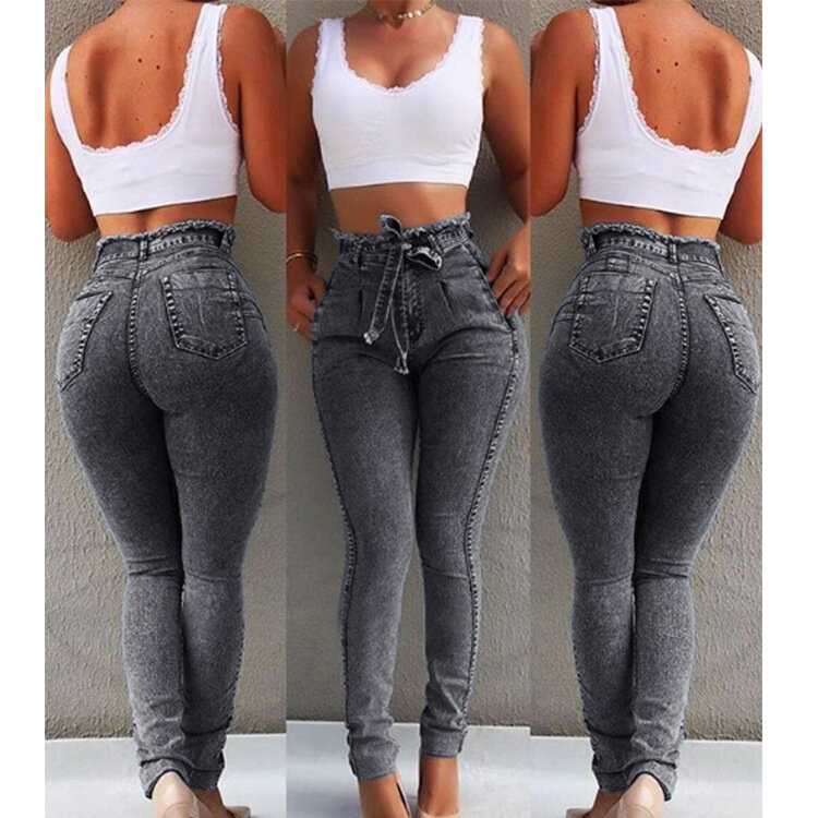 Новинка 2020, женские джинсы с высокой талией, Женский уличный джинсовый бандаж XL, Женские джинсы-карандаш, узкие джинсы