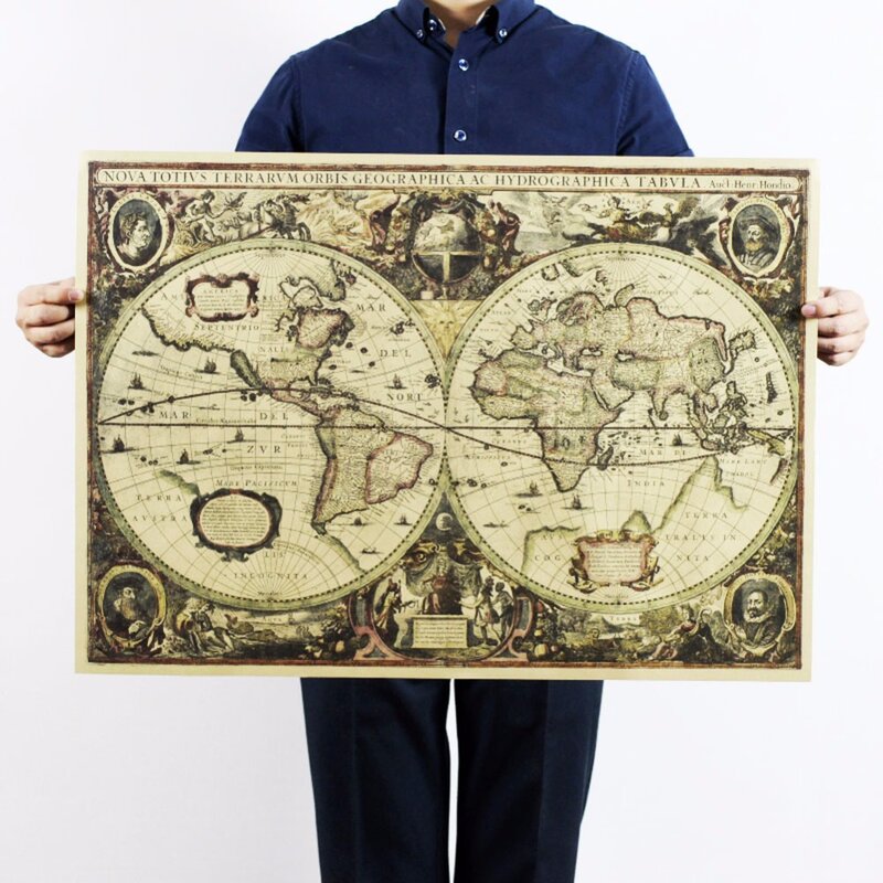 1 шт. классическая ретро крафт-бумага парусное путешествие морская карта мира для школы и офиса