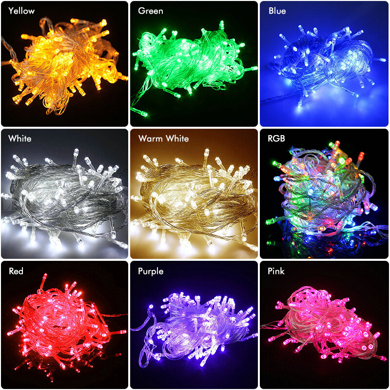 10M 100LEDs wodoodporna 110V/220V LED łańcuch świąteczny światła guirlande lumineuse festiwal Party kolorowe diody LED girlandy lampki