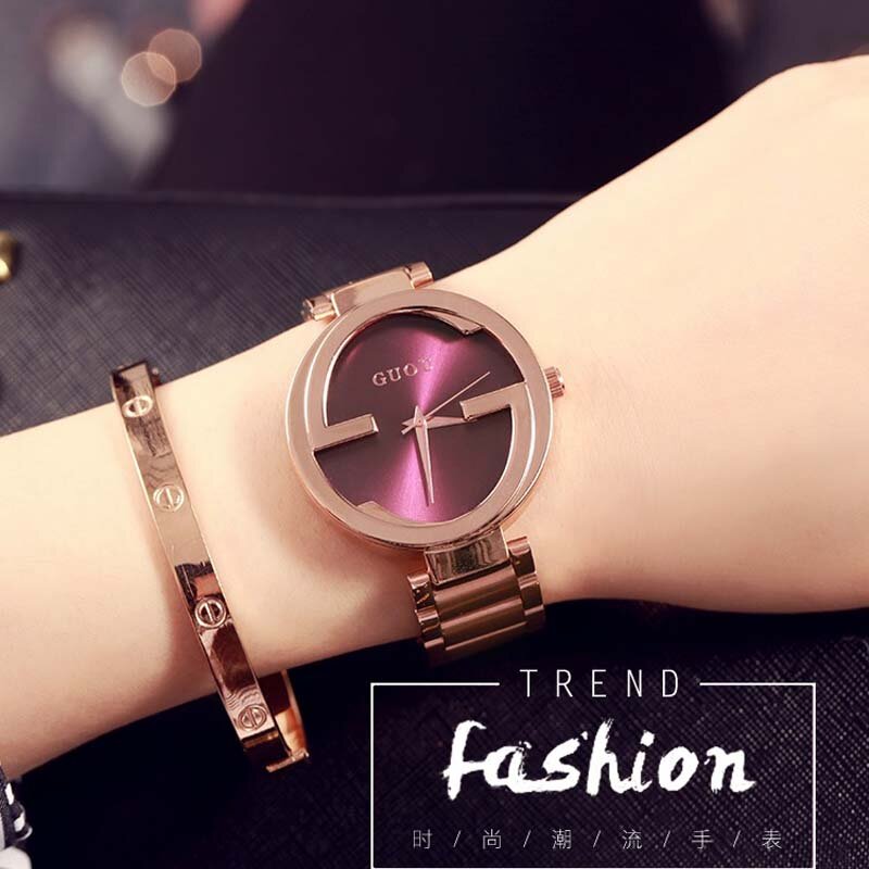 2019 Moda Guou Top Marca De Luxo Em Aço Rosa Personalidade Relogio feminino Lady Casual Presente Senhoras Vestido Horas Relógios De Pulso