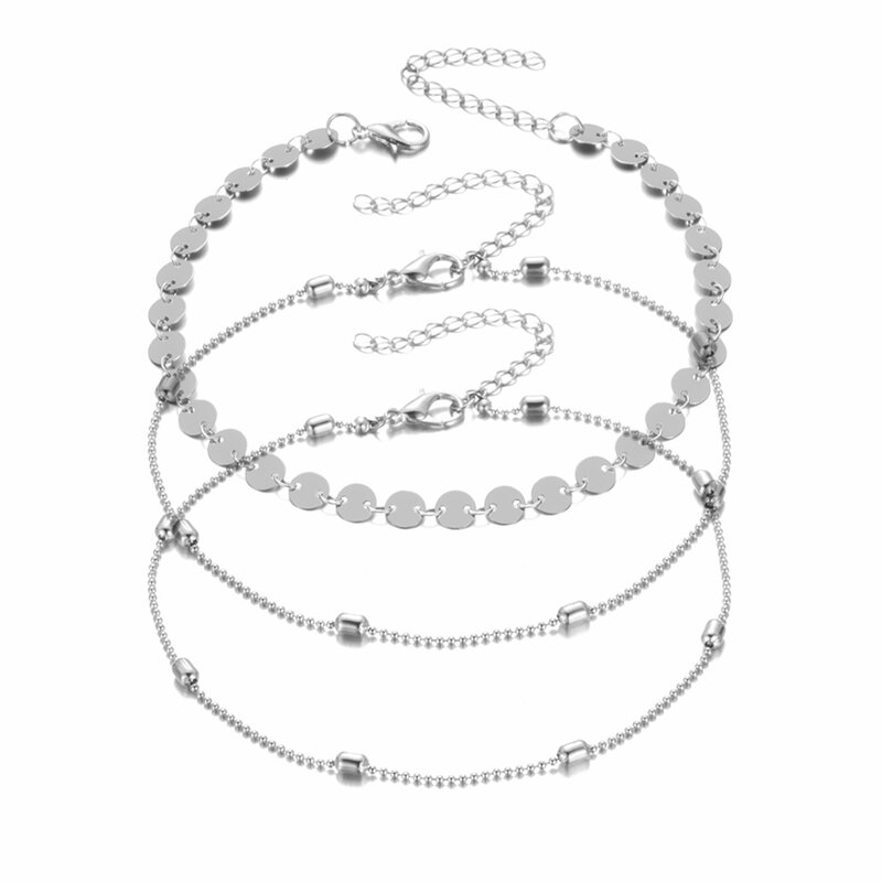 Bohemian Multilayer Perlen Fußkettchen Für Frauen Mode Pailletten Fußkettchen Armband Auf Bein Sommer Strand Fußkettchen Set Weiblichen Fuß Schmuck