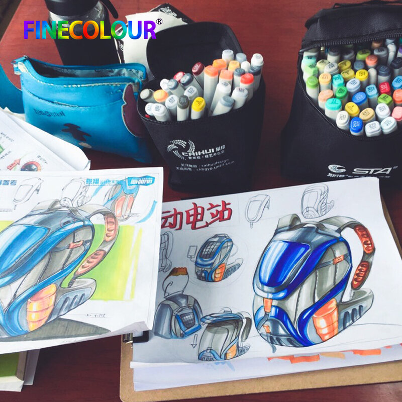 Маркеры Finecolour 24/36/48/60/72 цветов, перманентные спиртовые художественные маркеры, набор ручек для рисования манги, двусторонние художественные...