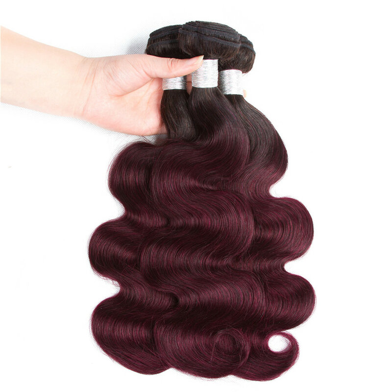 Пупряди волос 1B 99j, волнистые бразильские волосы с эффектом омбре, 3/4 пряди Ков, оптовые пучки волос пряди чков