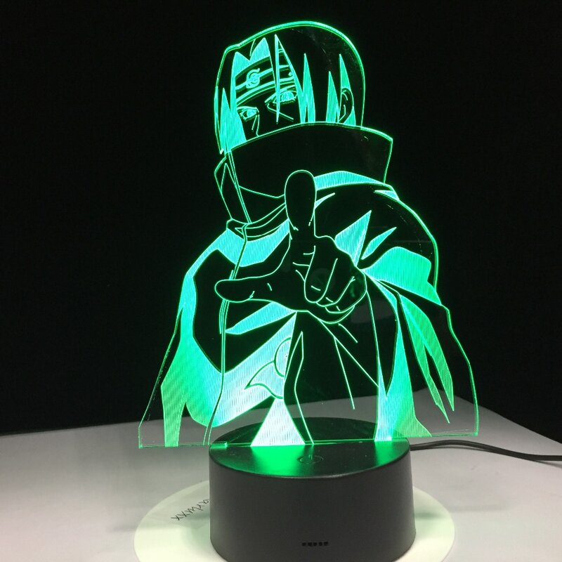 Lámpara de noche Naruto, 7 colores cambiantes, Led para niños, mesita de noche Sasuke, accesorios de iluminación de modelado 3D Visual, lámpara de escritorio USB, decoración del hogar