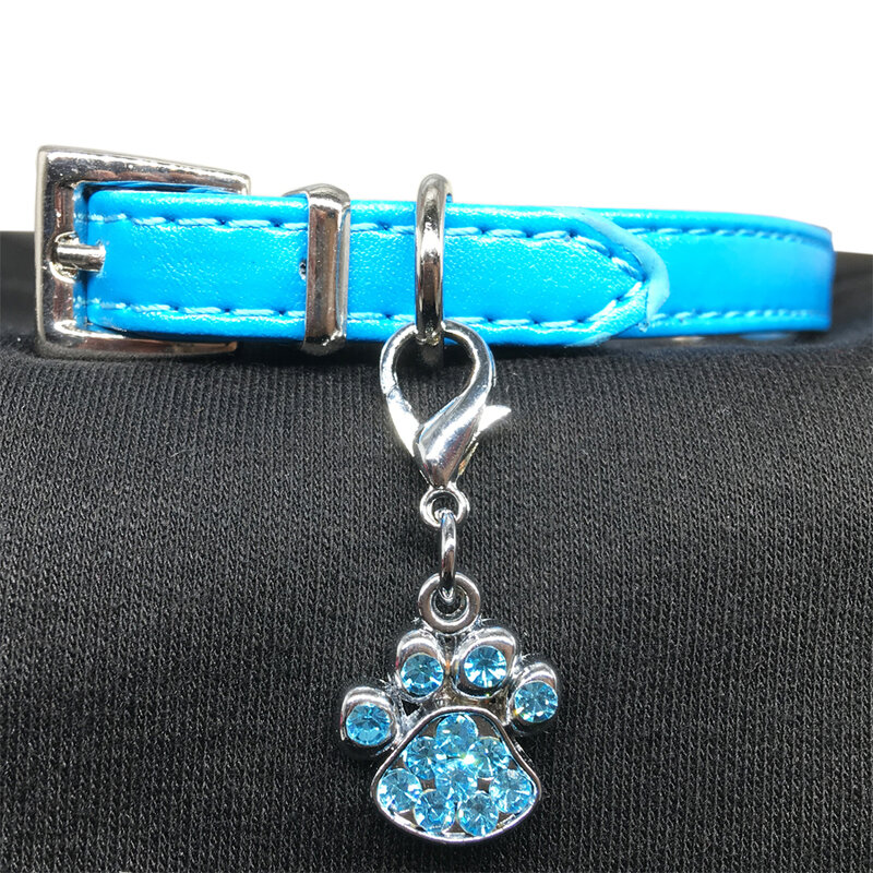2pcs Rhinestone Paw Collar pet Charm Pet Jewelry Cat dog collar pendant Bone Necklace Collar Puppy collar accessory
