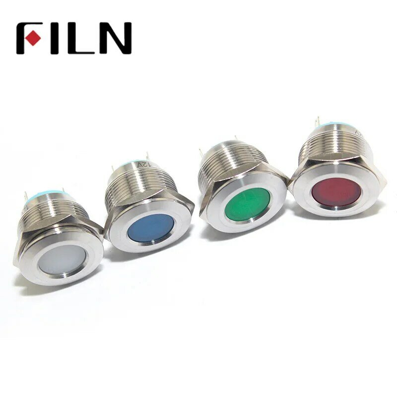 22mm LED metalowy wskaźnik światło ostrzegawcze lampka sygnalizacyjna 6 V 12 V 24 V 110 V 220 V czerwony żółty niebieski zielony biały led