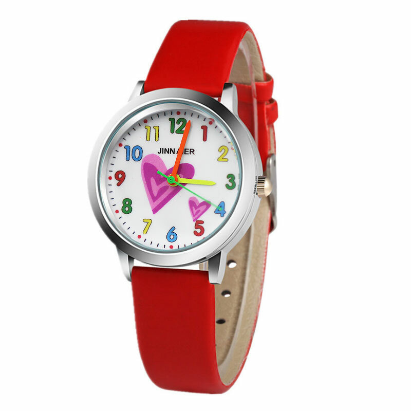 Relojes Fashion Design Cartoon w kształcie serca śliczny zegarek dla dzieci Student Kids zegarek dziewczęcy Casual kwarcowy damski zegarek na rękę