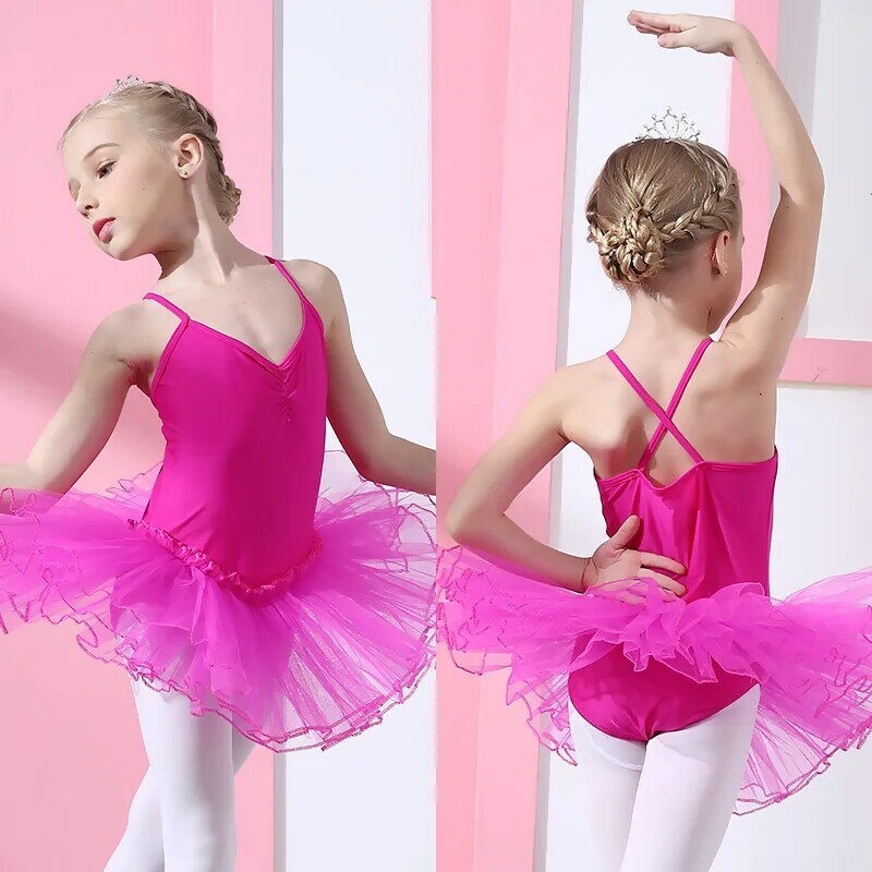여아용 귀여운 발레 드레스, 소녀 댄스 의류, 어린이 발레 의상, 소녀 댄스 레오타드 댄스웨어, 7 가지 색상