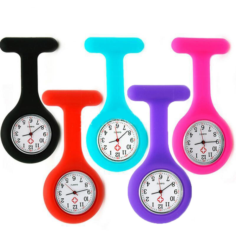 Reloj de enfermera de silicona con broche, Túnica Fob con batería gratis, médico, gran oferta, 2018
