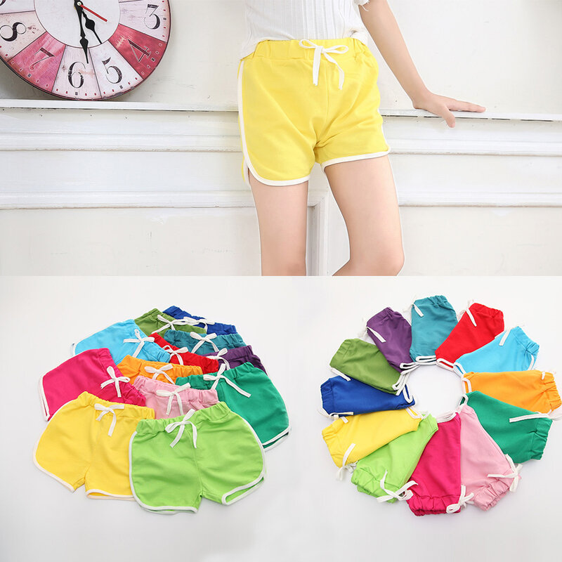 Короткая летняя одежда для мальчиков и девочек, ярких цветов, Пляжные штаны шорты, 0902