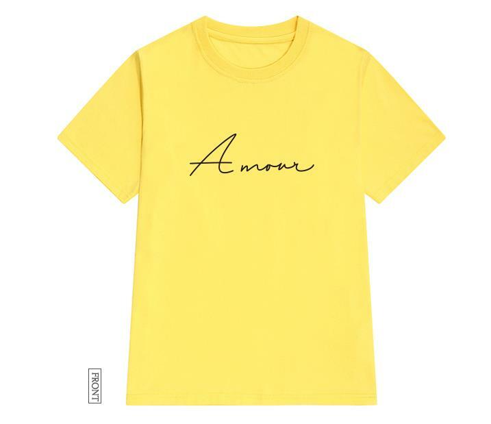 Amour Letters print maglietta da donna maglietta Casual divertente in cotone per Lady Girl Top Tee Hipster Tumblr ins Drop Ship NA-27