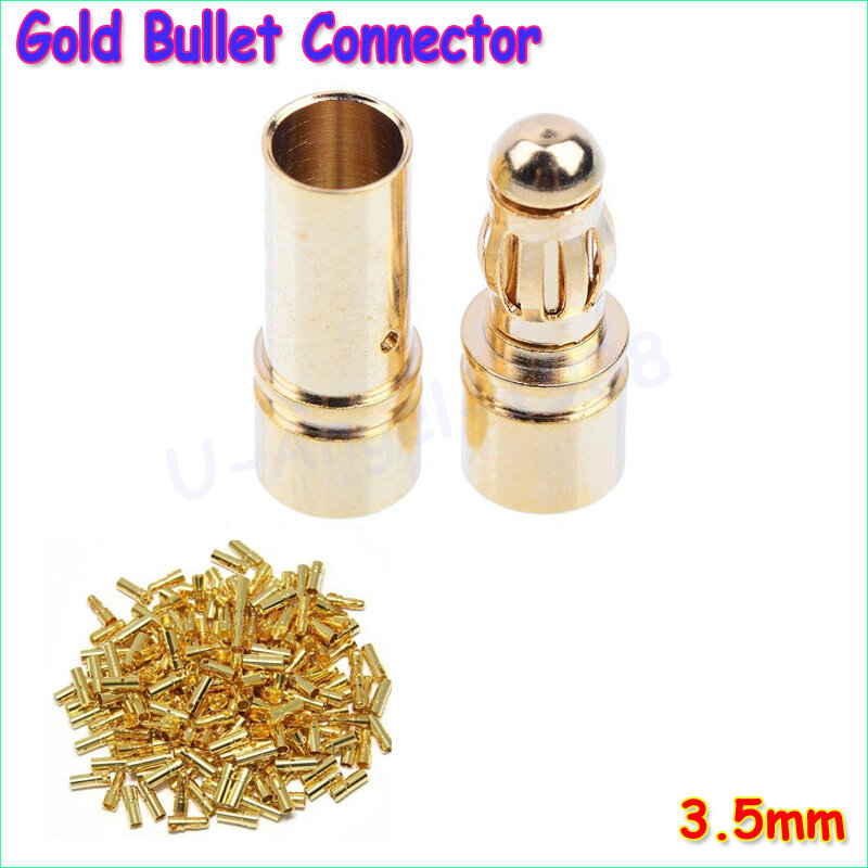20 / 40pcs 3.5mm Gold Bullet Banana Connector Plug For RC ESC Battery Motor RC Drone Airplane Cat Boat (10/20 pair)