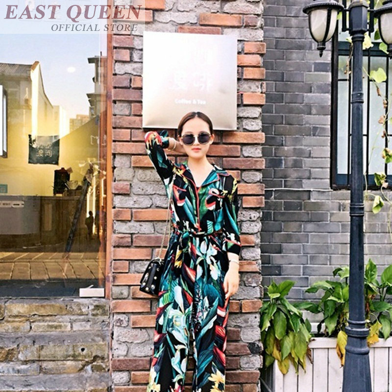 Jumpsuits women 2018 floral print overalls for woman elegant loose lace up chiffon jumpsuit casual full length pants DD611 L